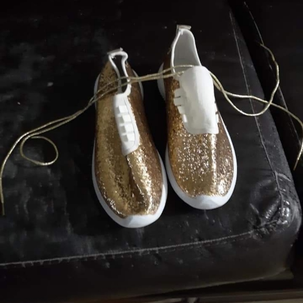 Gold glitter shoes